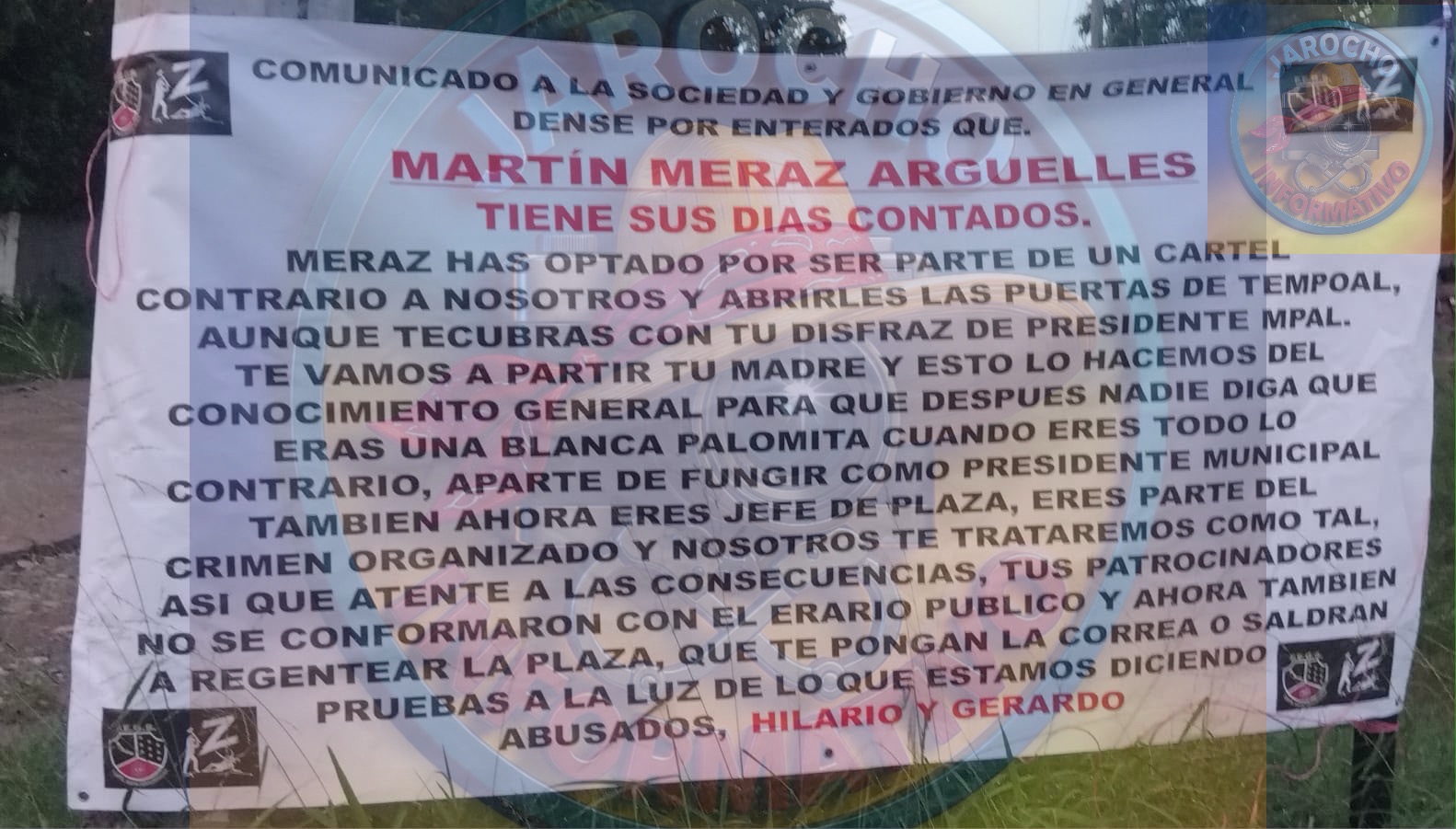 TEMPOAL| Lanzan amenazas a alcalde de Tempoal, a su consuegro Hilario y Gerardo.